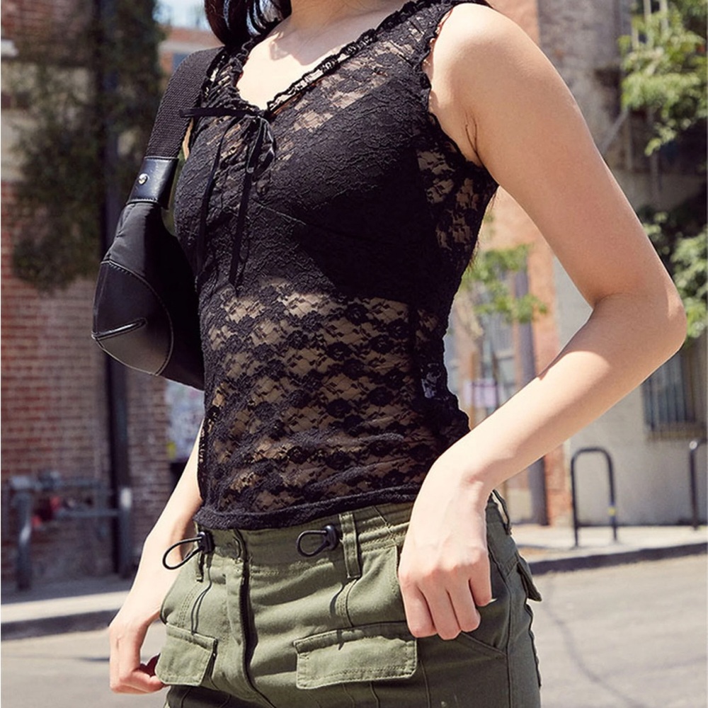 Brandy Melville Black Lace Tank Top